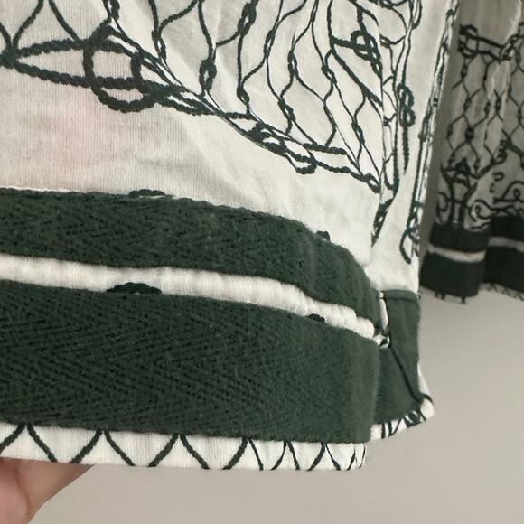 Tory Burch Green and White Geometric Tunic Top Size Medium - Picture 7 of 7